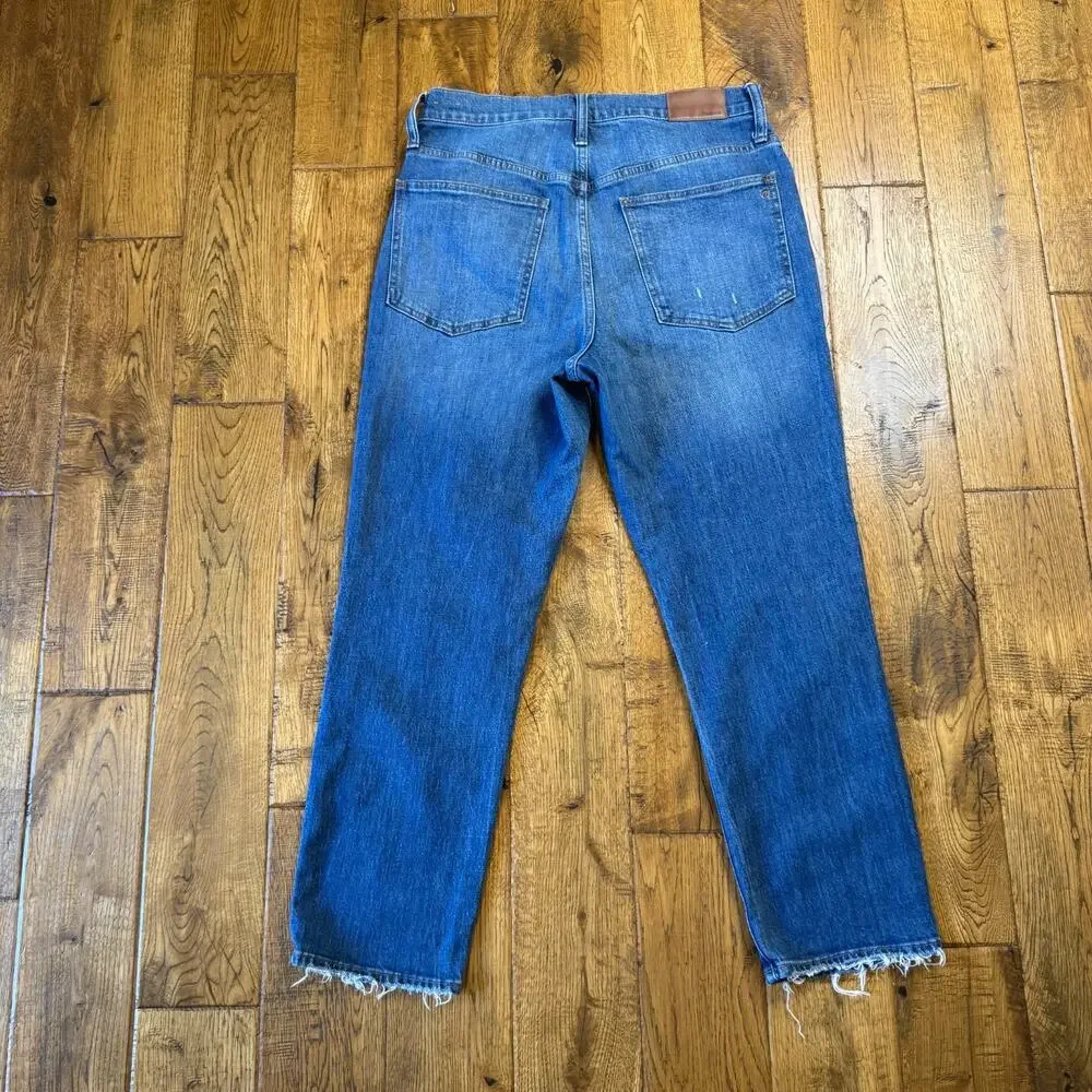 Madewell The Perfect Vintage Crop Jeans Womens 30 Blue High Rise Raw Hem Denim - Picture 6 of 8